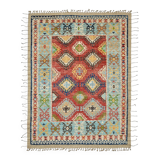 Handwoven Turkish Rustic 228 cm x 300 cm Multicolor Wool Carpet