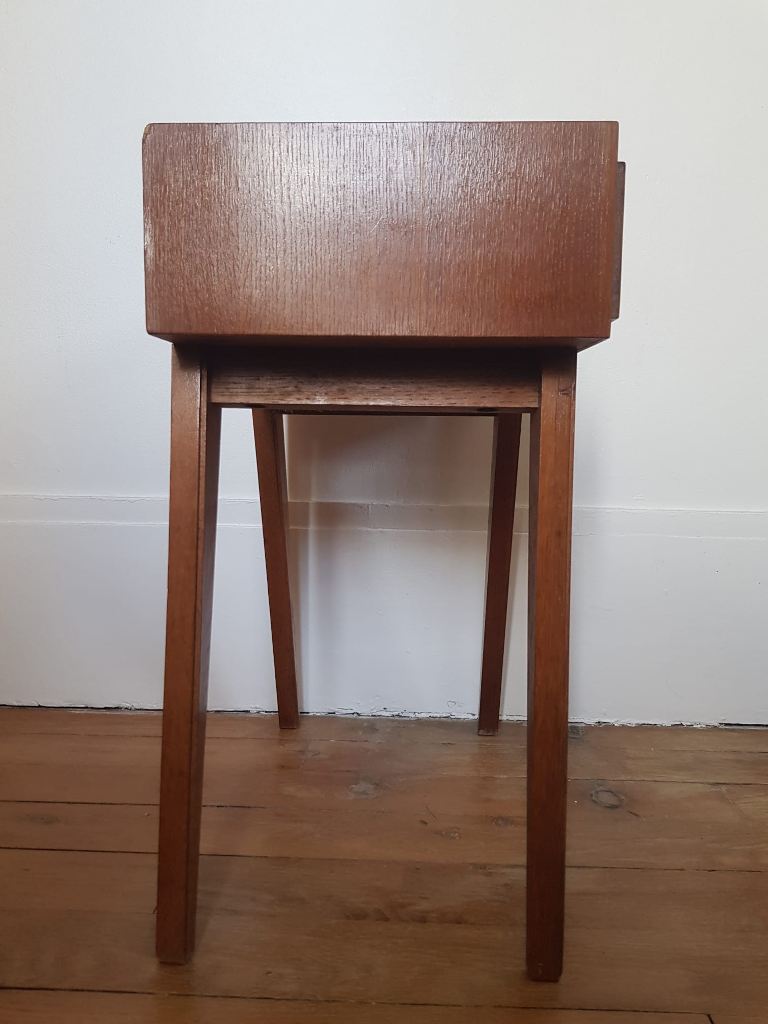 Wooden bedside table compass foot