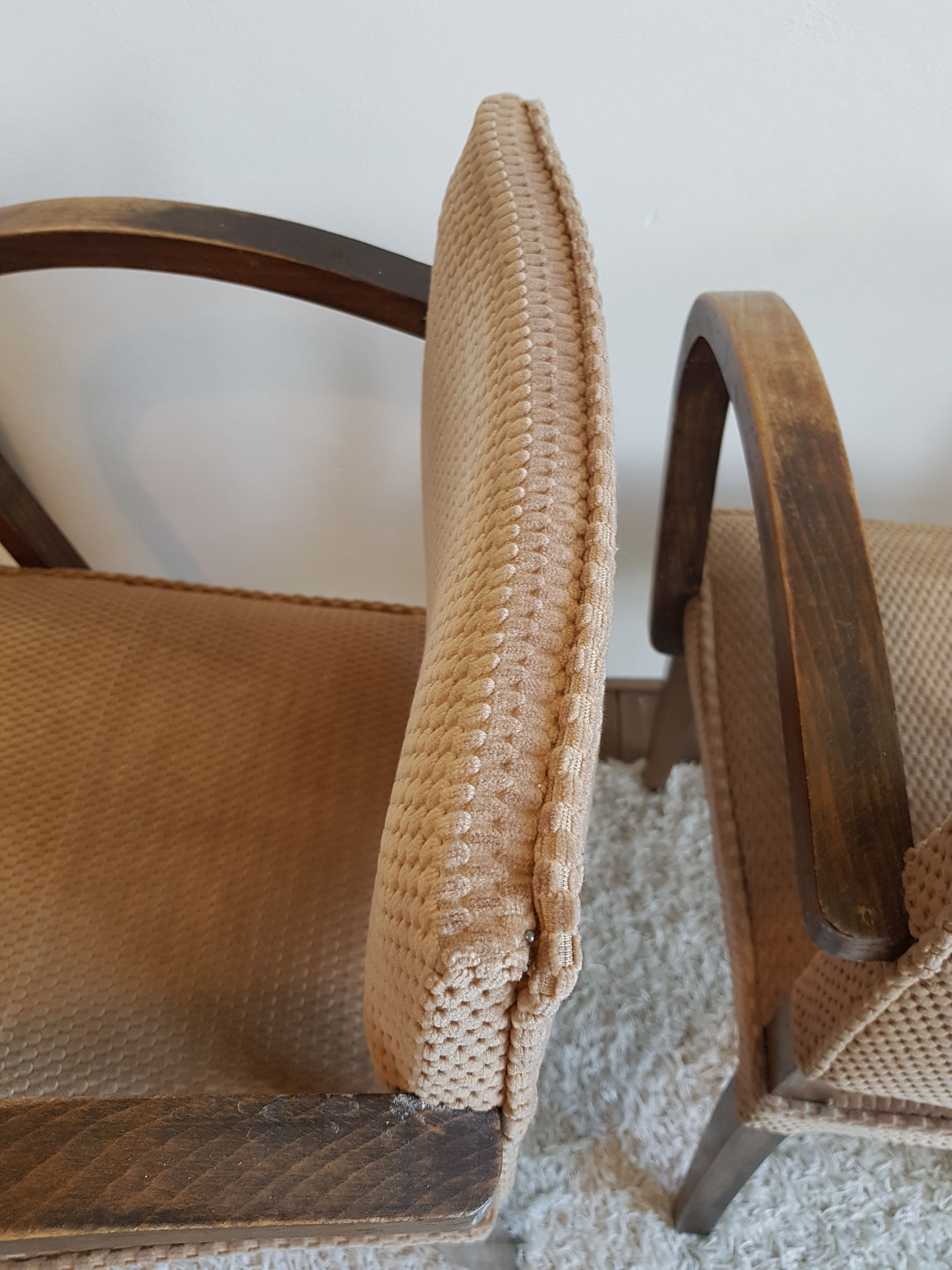 Pair of vintage bridge armchairs-circa 1960-wood and velvet