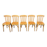 (Lot) 5 stamped Lutherma chairs (light oak)