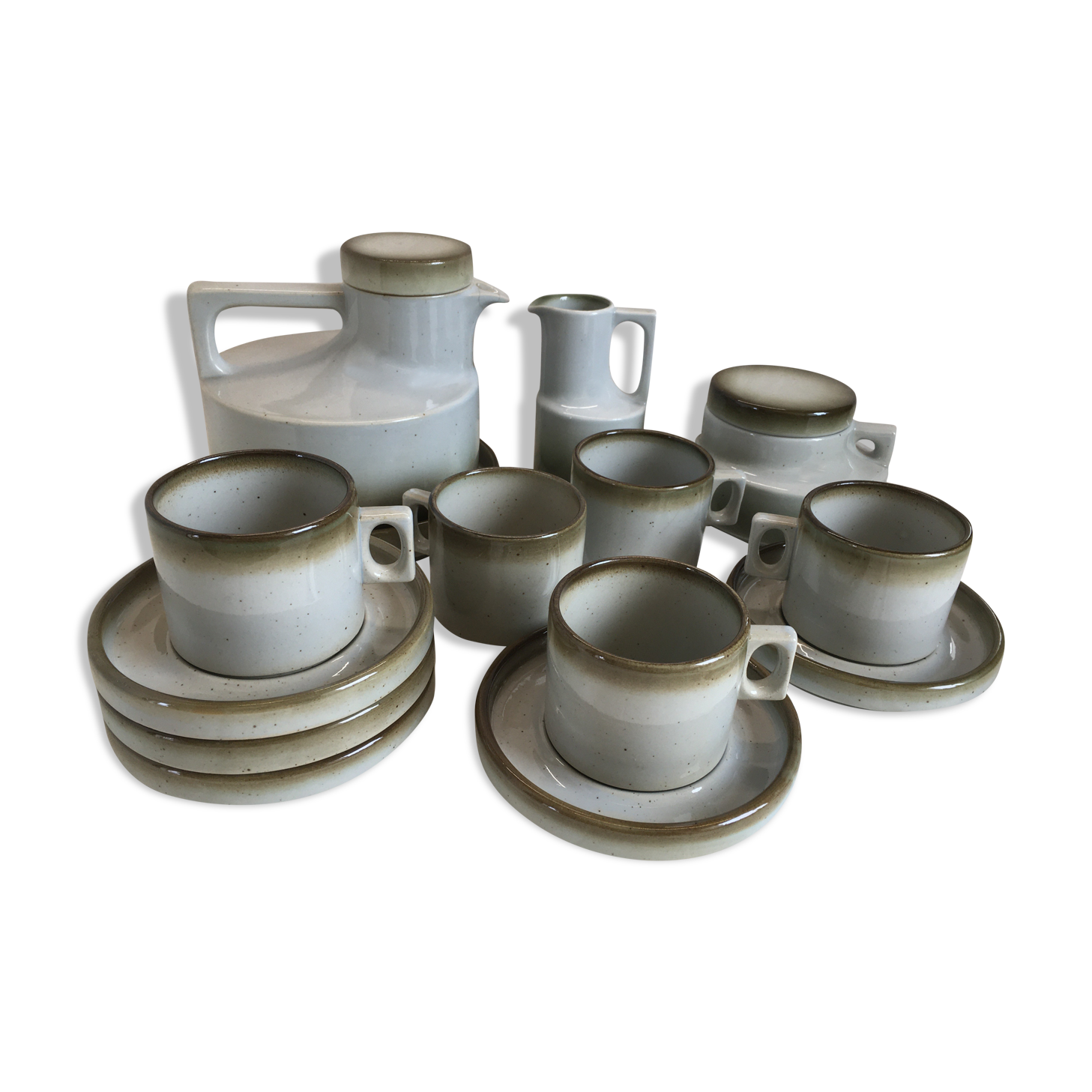 Rare coffee / tea service in Brenne sandstone "Grand Feu" - France 70s