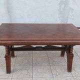 Brutalist art deco style oak table