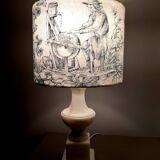 Alabaster and toile de jouy lamp