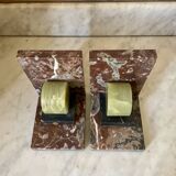 pair of marble and onyx Art Deco bookends