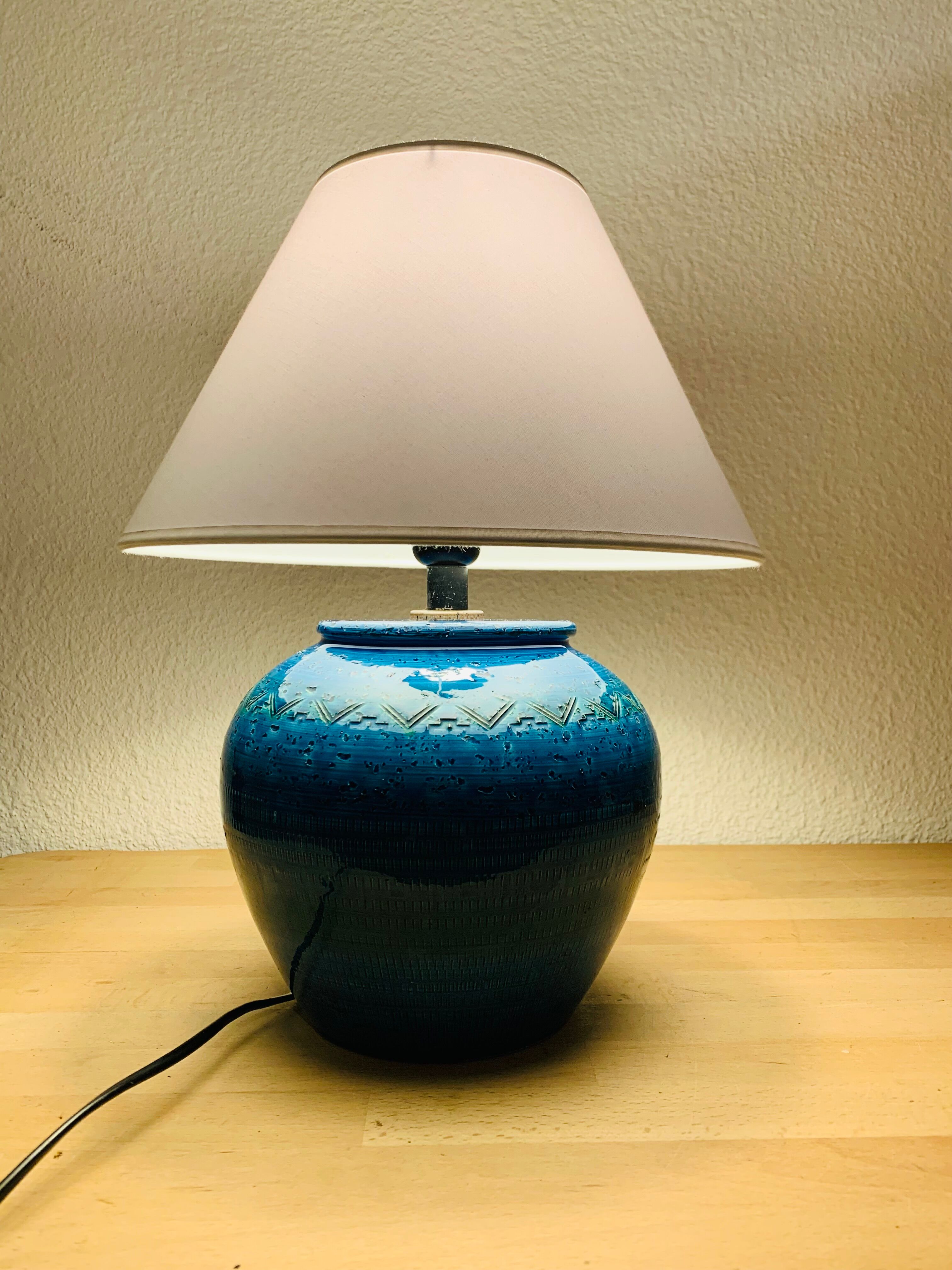 Lamp Aldo Londi Rimini, blue ceramic