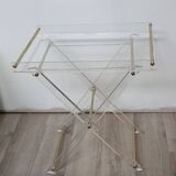Folding side table in plexiglass and brass, 1970s.