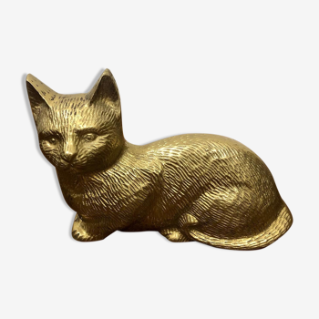 Brass cat statue