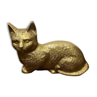 Brass cat statue