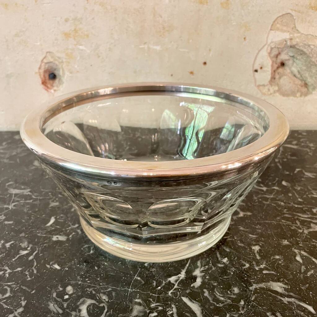 Crystal and silver-plated metal bowl by Saglier Frères
