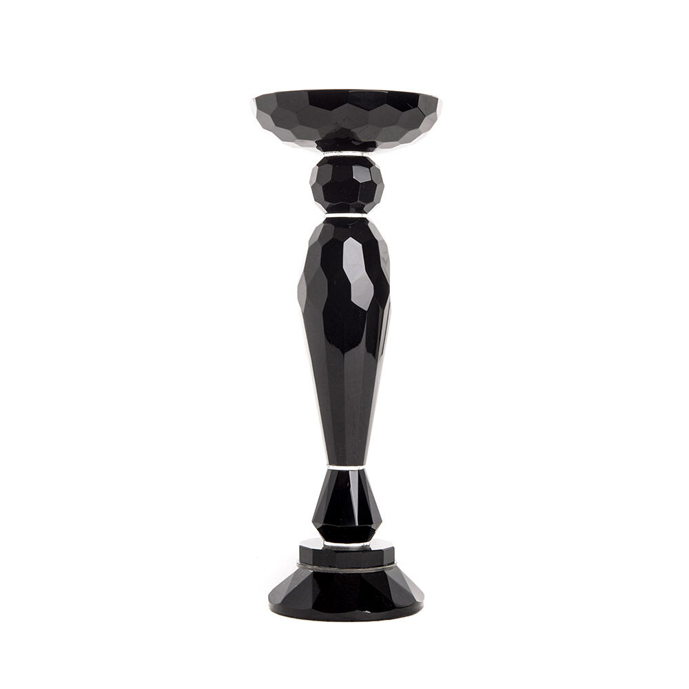 Wide candle holder black crystal