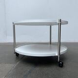 Minimalist Thrill metal coffee table or side table with wheels by Leitmotiv.