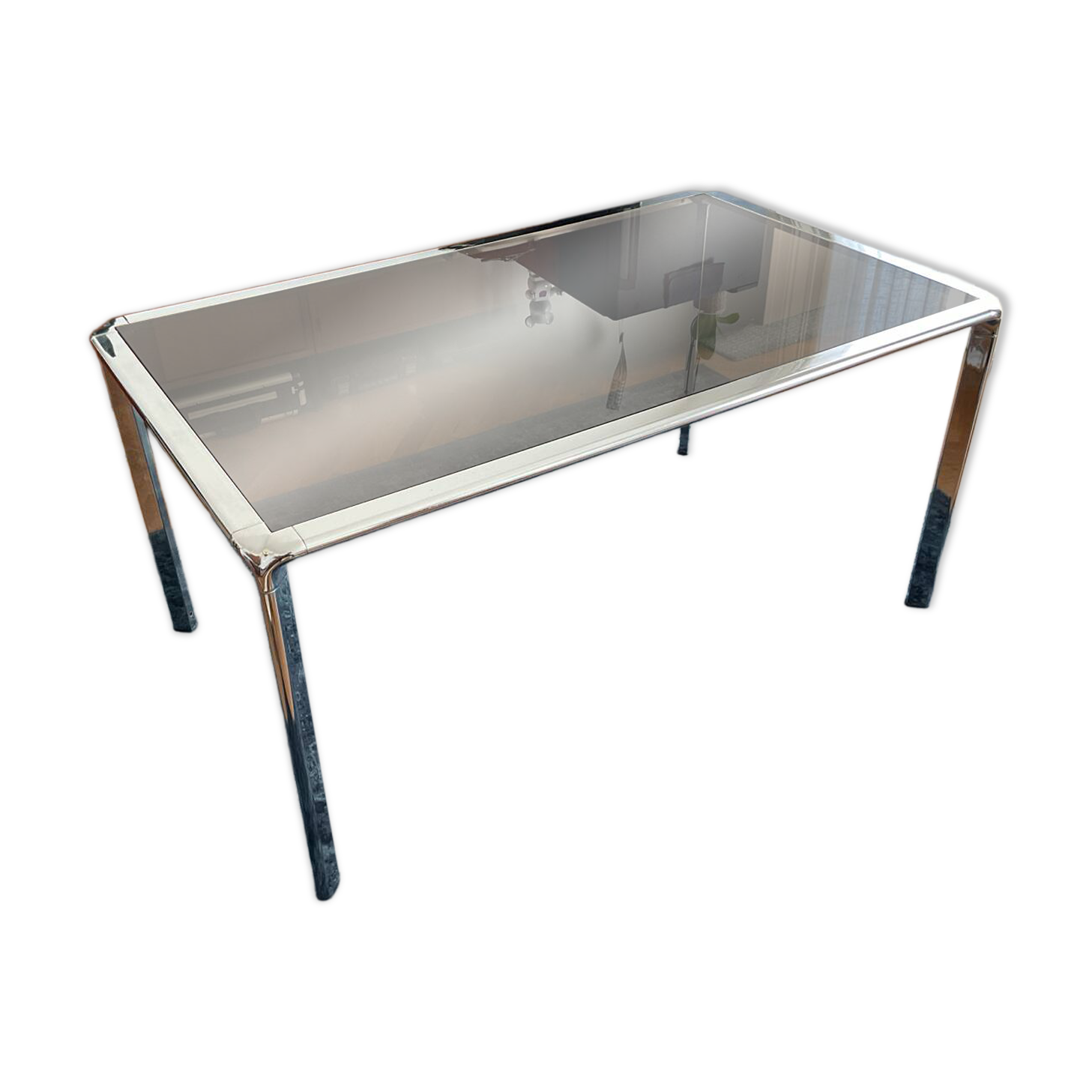 Table à manger chromée design et production par Fratelli Orsenigo
