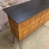 Vintage rattan and metal bar 1960