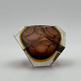 Murano Sommerso- Handmade Glass Vase in Hazelnut Brown and Gold, 1960s