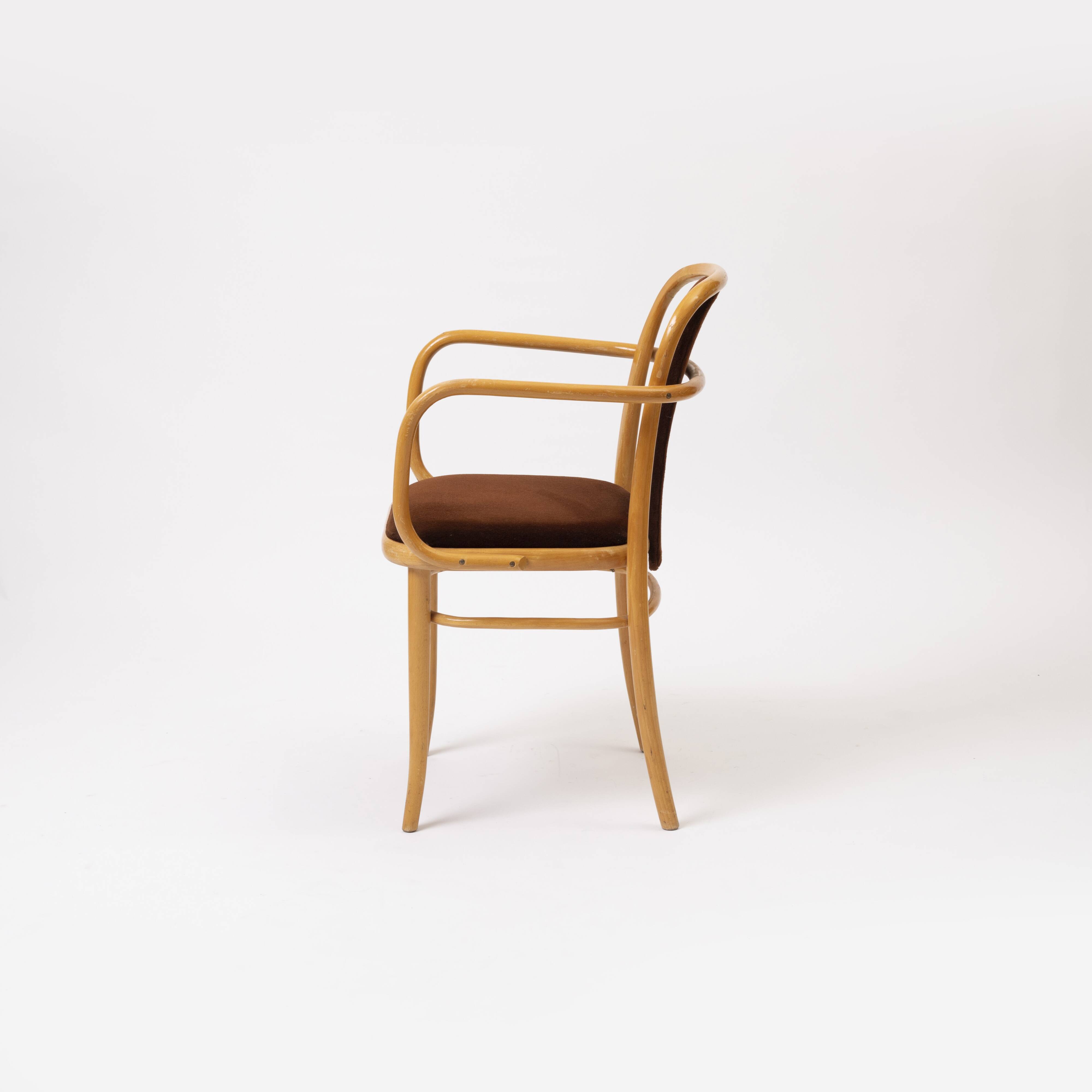 Set o 4 bentwood chairs in brown velvet by TON