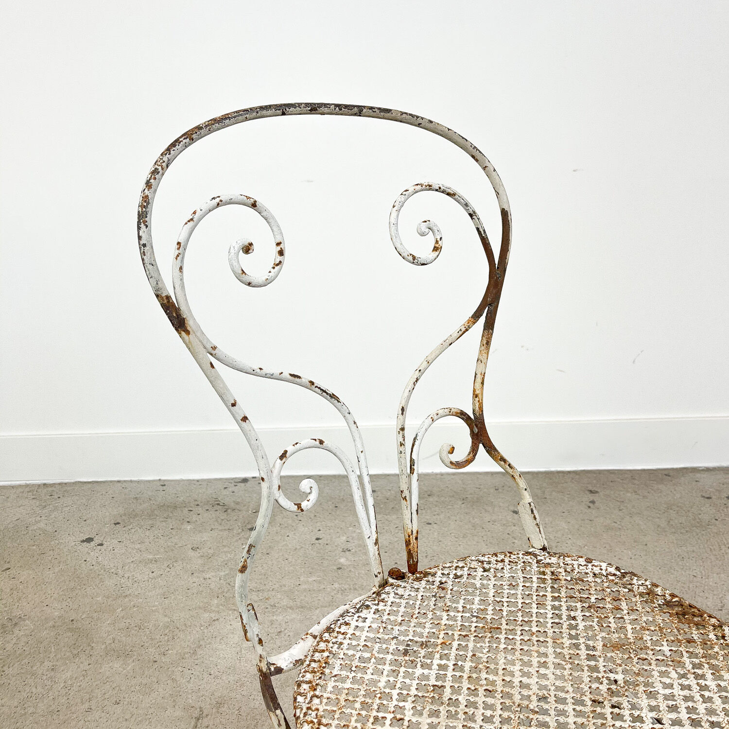 Set of two vintage foldable metal bistro chairs by Mathieu matego