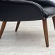 1970s, Danish armchair, black artificial leather, teak wood legs.