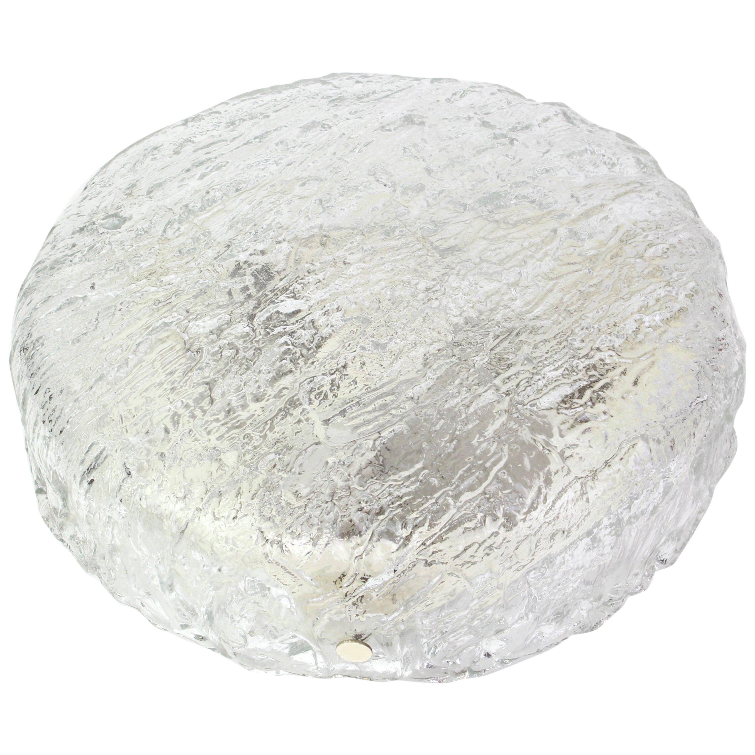 Large round frosted glass ceiling light, Murano, Kaiser, Germany, 1970s.