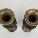 Pair of "Grenade" candlesticks, bronze, 20th