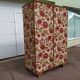 Wardrobe - wardrobe - Old - Wood - Floral Fabric - Artisanal