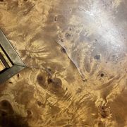 designer coffee table in elm burl with integrated drawers, Roche Bobois 1970