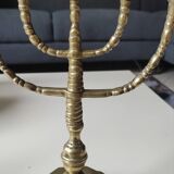 5-branched Jewish menorah/candlestick. Dedicated to mourning. In gilded bronze.
