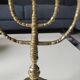5-branched Jewish menorah/candlestick. Dedicated to mourning. In gilded bronze.