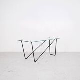 Table basse verre et acier années 50' forme libre
