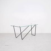 Table basse verre et acier années 50' forme libre