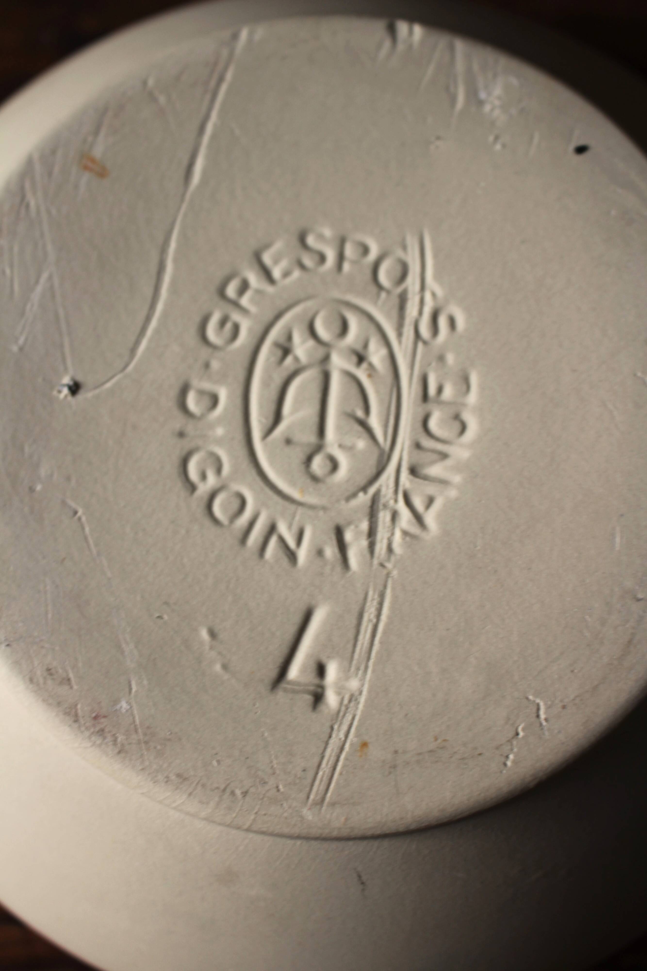 Vintage two-tone glazed stoneware salad bowl Digoin