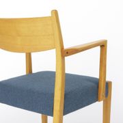 Vintage German Armchair 1960s, Mid Century Beechwood Chair with Blue Uph.