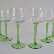 Set of six vintage stemmed glasses, 1960s.