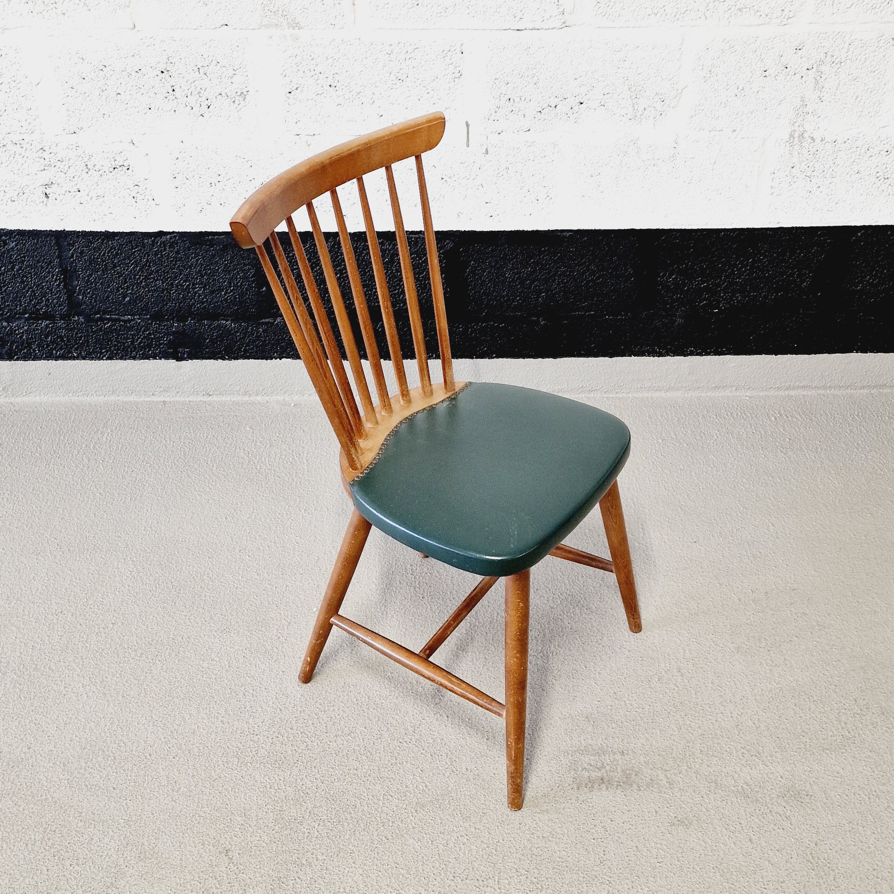 6 scandinavian wood & vinyl chairs, 1960s