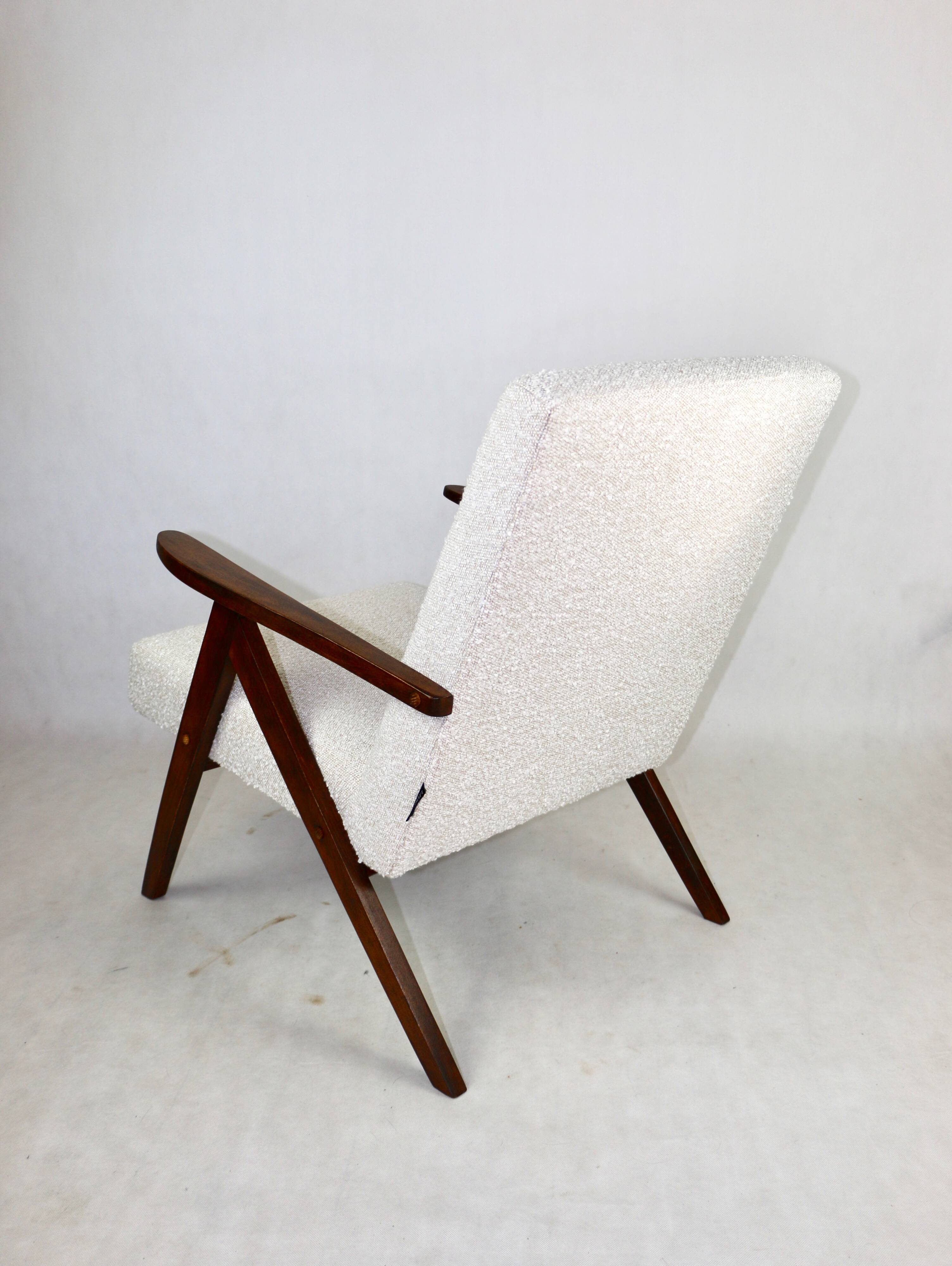 Fauteuil vintage B-310 VAR blanc crème bouclé années 1970 - 2 pièces disponibles
