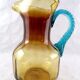 Pitcher in blown glass Portieux model Georges Sand amber and vintage blue France