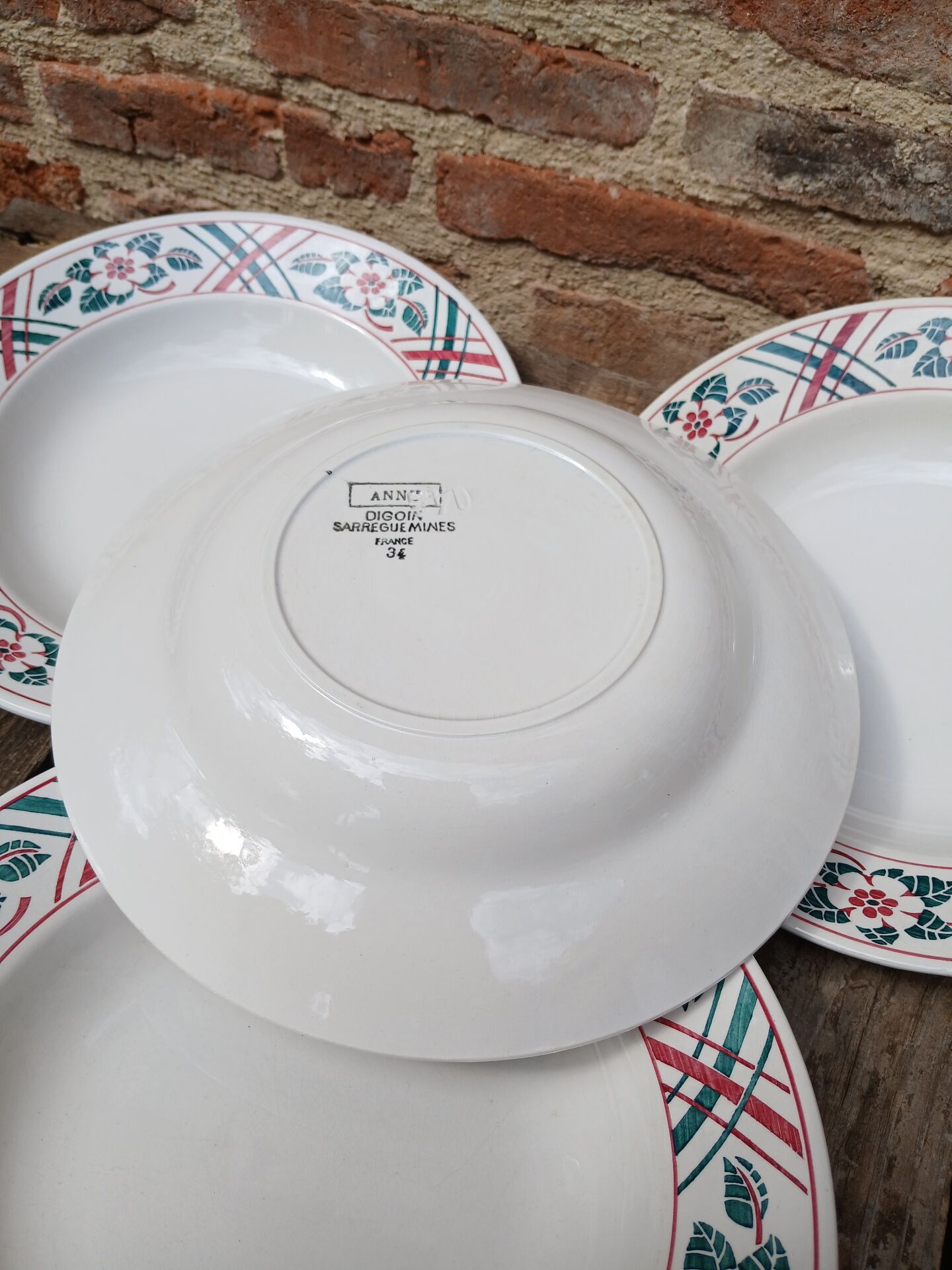 4 antique deep plates from Sarreguemines