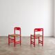 Set of 3 Swedish dining chairs in red with papercord weaving