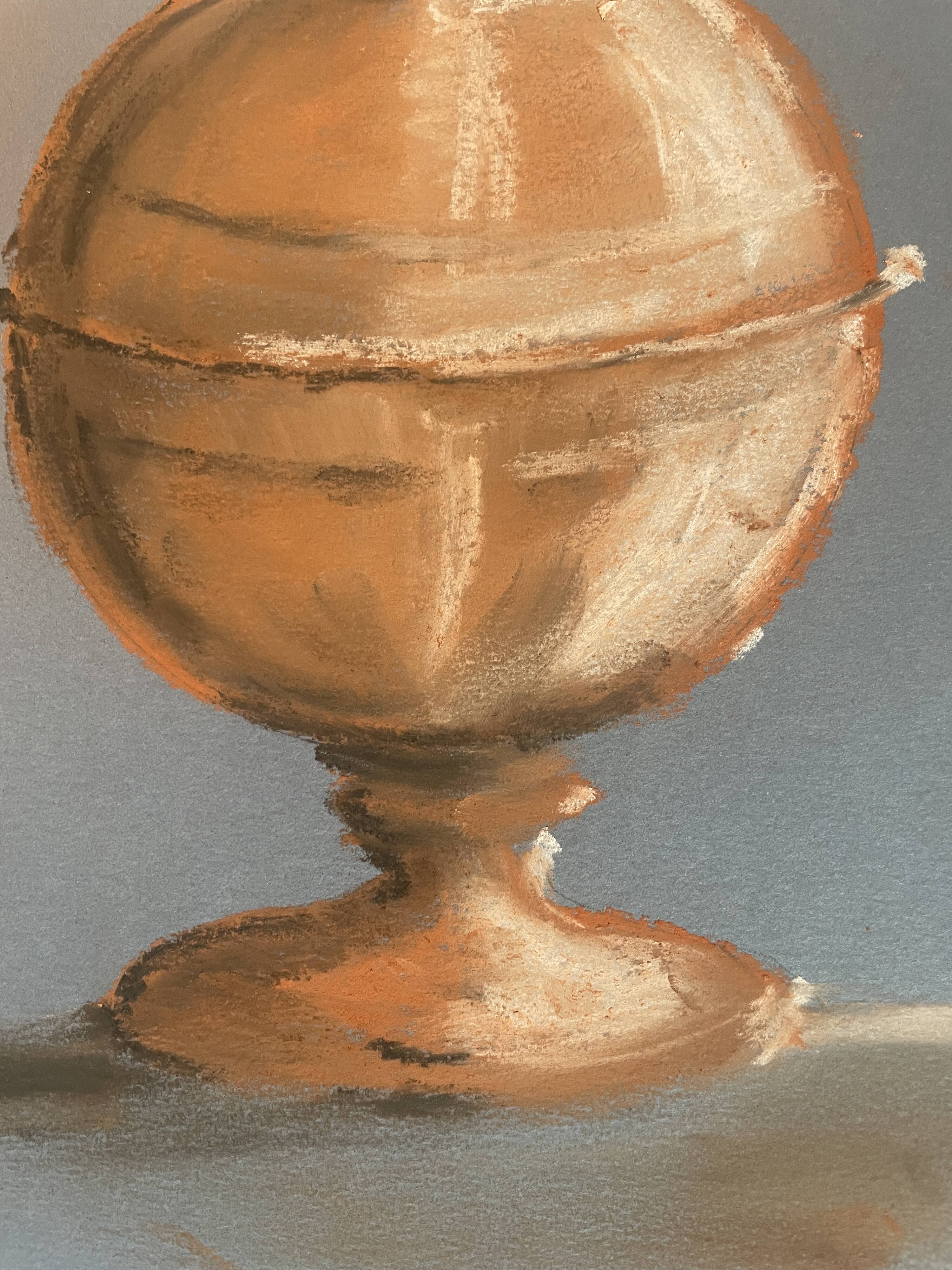 Signed painting Pastel terracotta "terracotta candy box" indigo paper