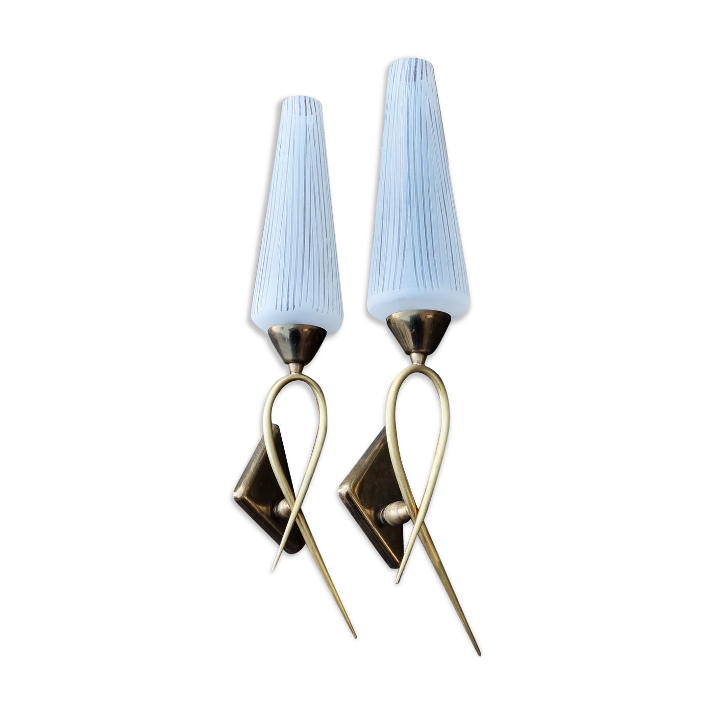 Pair of wall lamps, LUNEL edition, 1961, Paris, vintage 50s, 60s