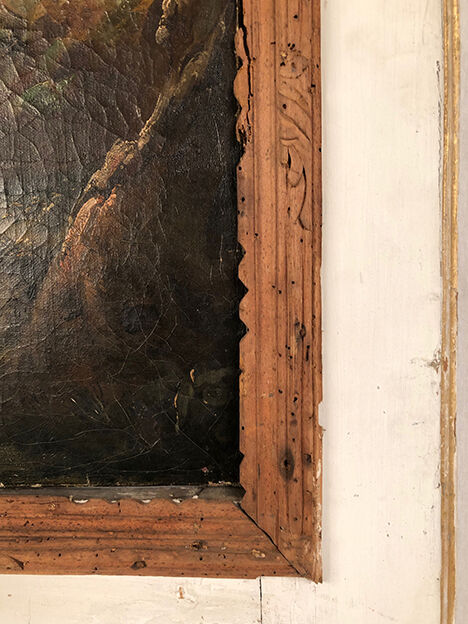 Trumeau decorated with an oil on canvas representing an animated landscape, early nineteenth century