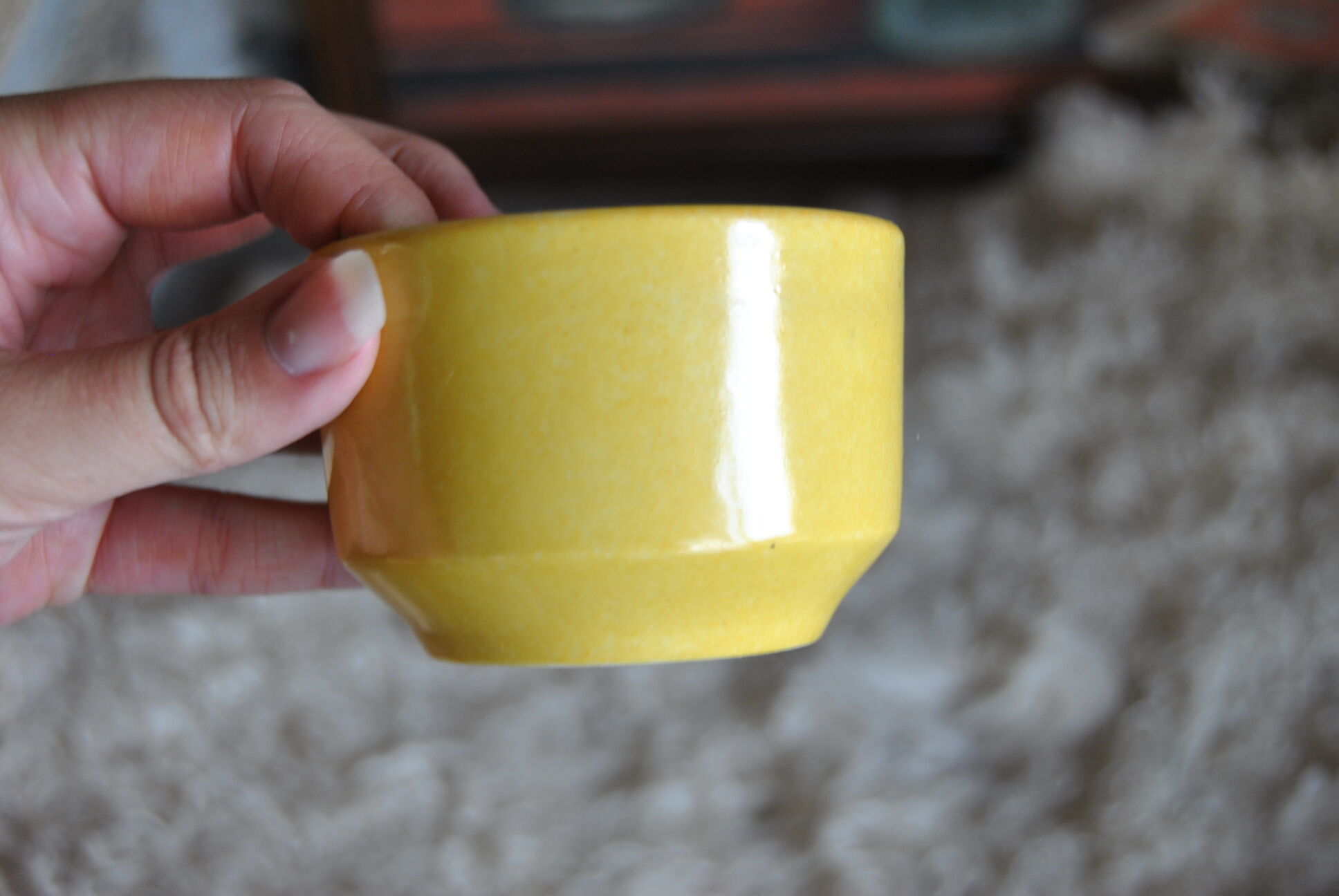 Series of 6 ceramic and stainless steel cups - 70s - Vintage