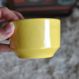 Series of 6 ceramic and stainless steel cups - 70s - Vintage