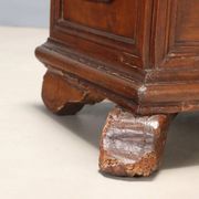 Antique walnut chest with wrought iron handles, Italy, 18th century.
