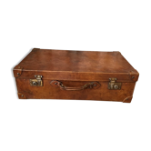 Vintage suitcase in indoor leather light khaki fabric