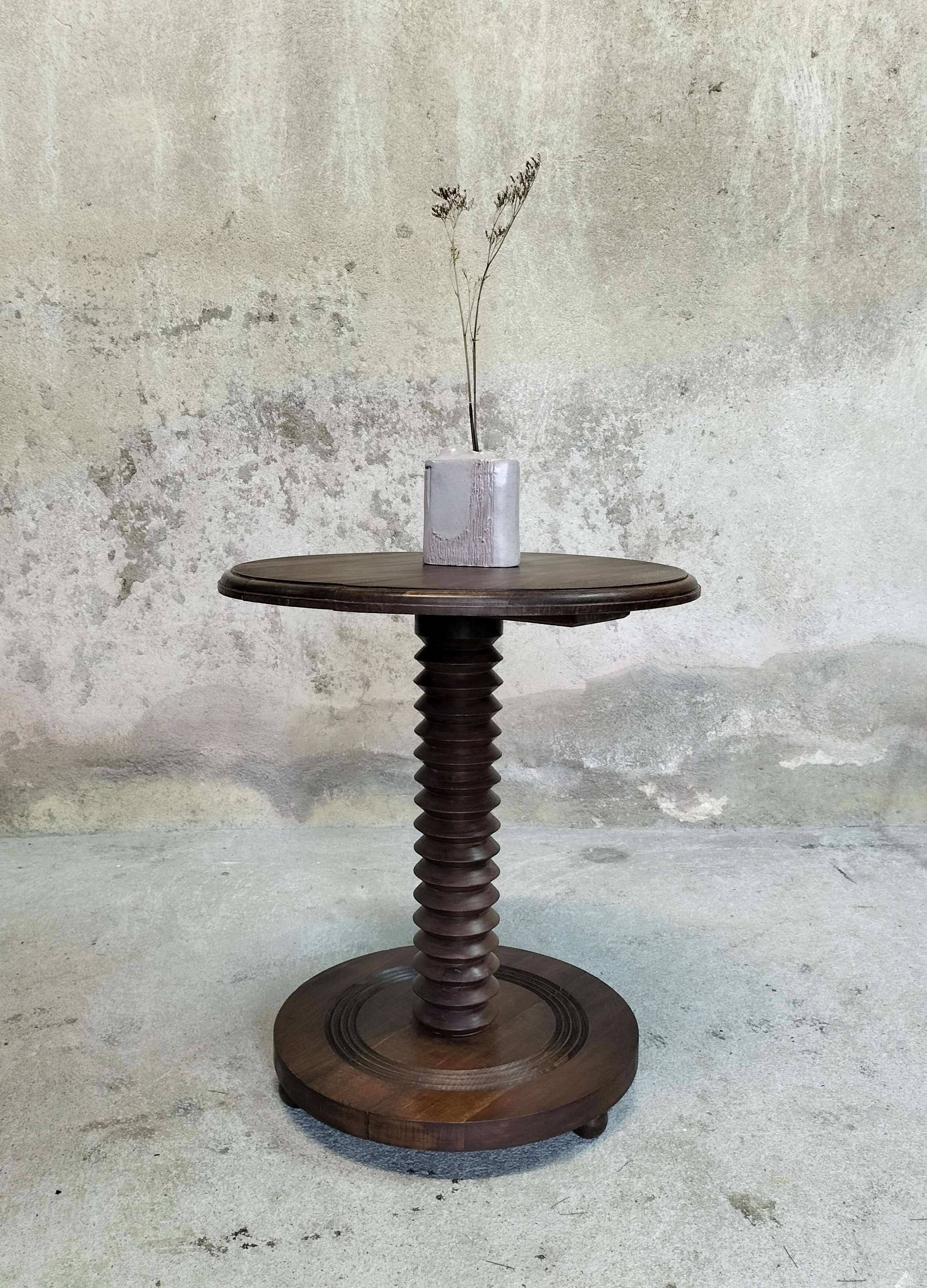 Turned wooden pedestal table