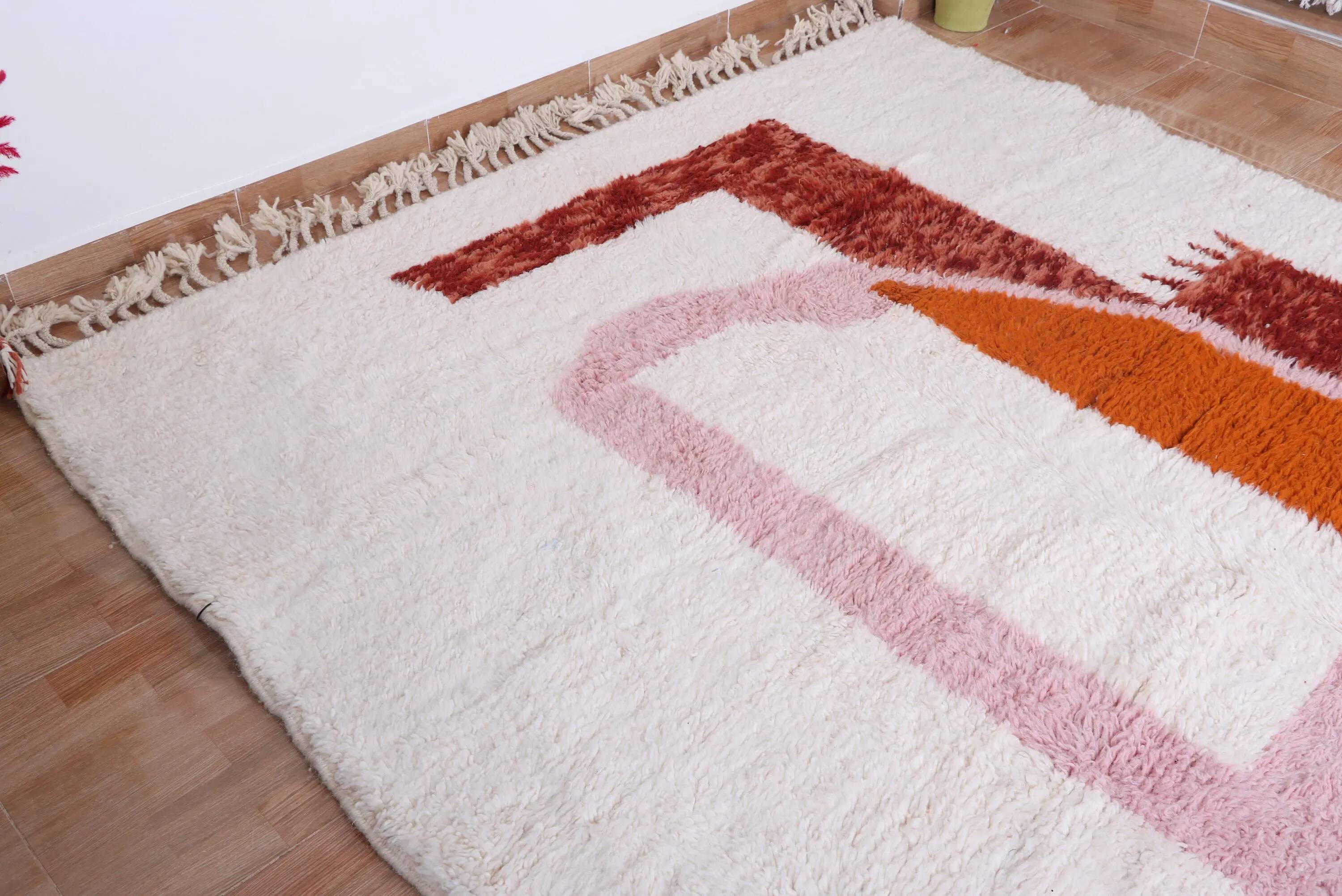 Unique natural wool Moroccan rug 3x2 m