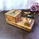 Distributeur de cigarettes en bois marqueté Rétro 30/40