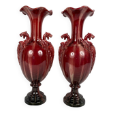 Pair of large slip vases