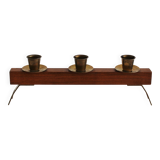 1960s Sculptural Wooden & Brass Candleholder
