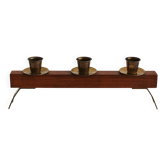 1960s Sculptural Wooden & Brass Candleholder